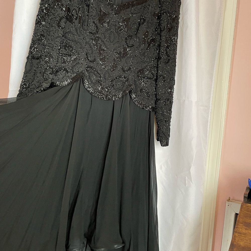 Beaded silk evening dress